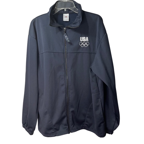 UNITED STATES OLYMPIC COMMITTEE Front Zip Fleece Lined Jacket USA Embroidered XL - Picture 2 of 7